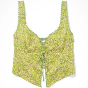 American Eagle Cropped Tie-Front Corset Tank Top | Women’s S